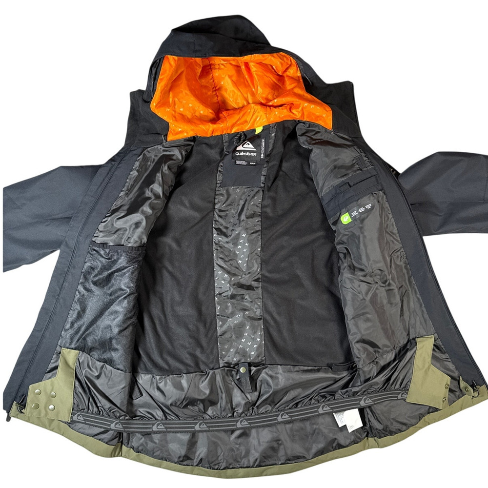 Quicksilver Sycamore Snowboard Jacket Mens Medium Hooded Black Blue Ski NWT - Picture 5 of 13